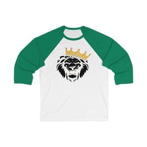 SBC Black & Gold Lion Unisex 3/4 Sleeve Green Baseball Tee